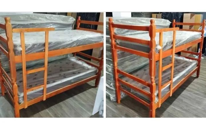 Colchão Solteiro Espuma Temos Beliche Cama Solteiro Madeira Maciça Eucalipto Verniz NOVAS