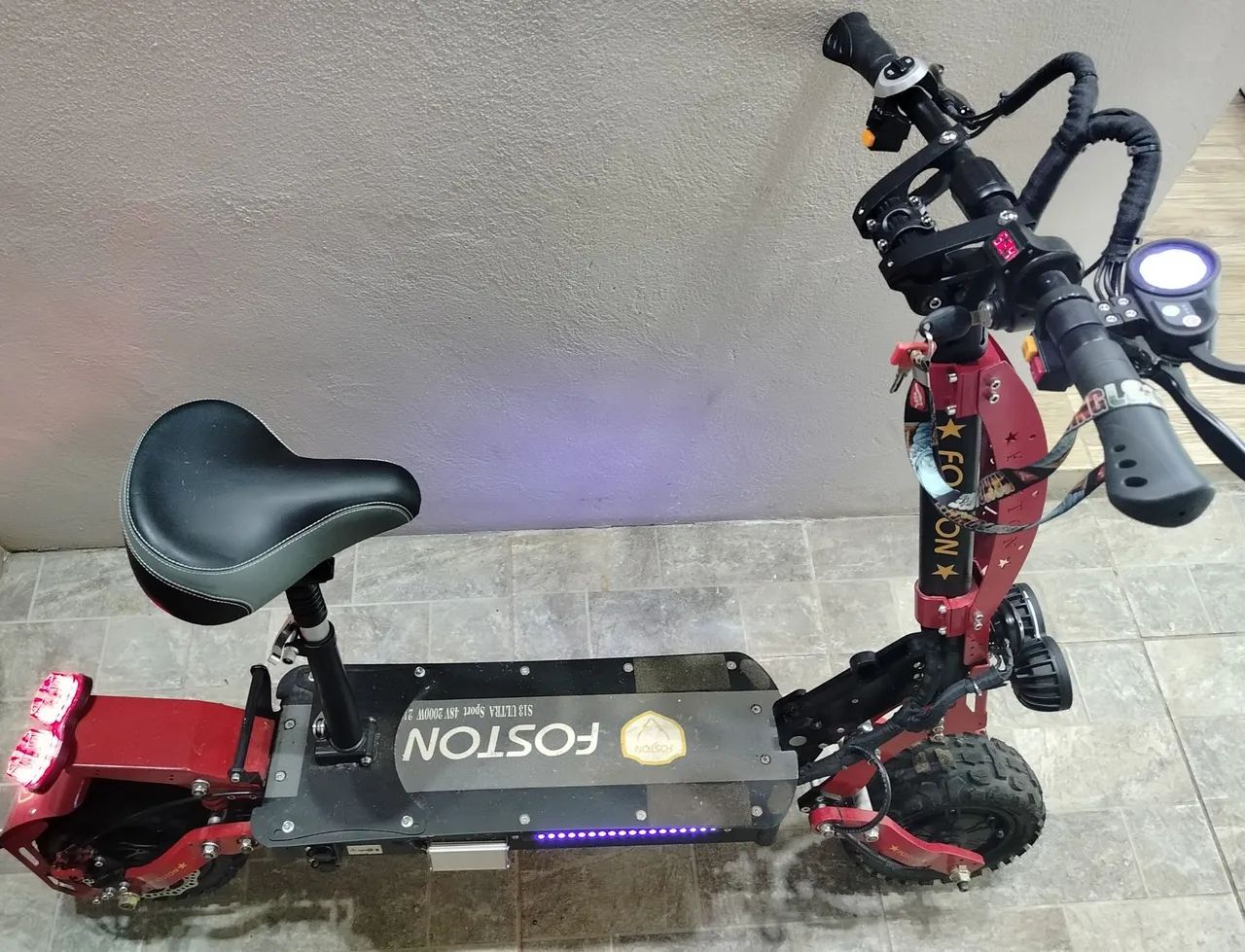 Patinete elétrico s13 2000w foston,70km/h,sobe qualquer subida.