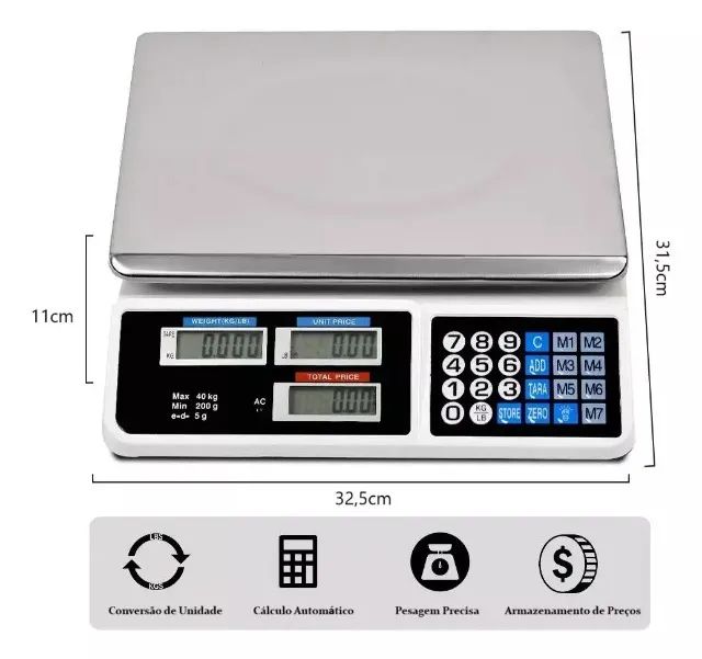 Balança Eletrônica Digital Alta Precisão Até 40kg Bivolt - Foto 4