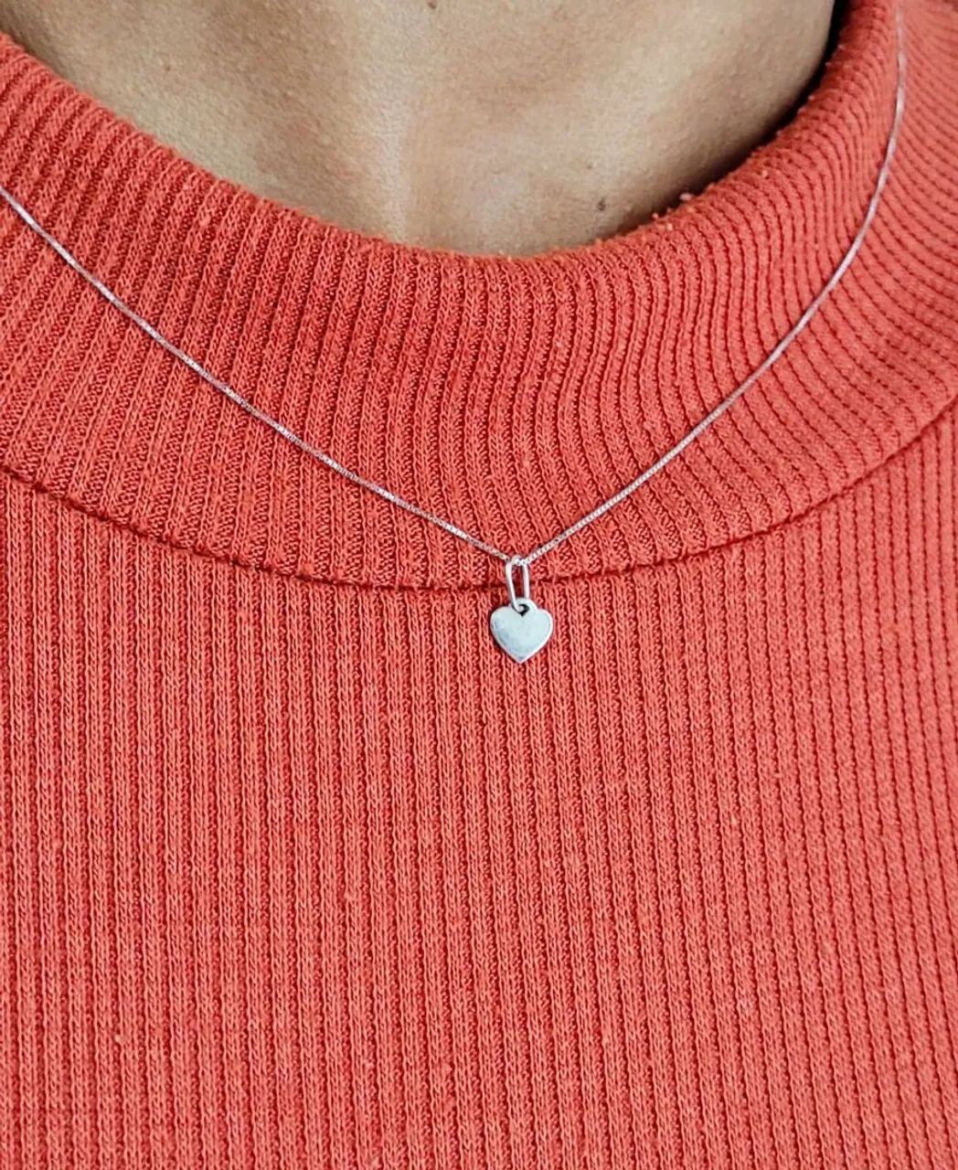 DESCONTO! Colar Coração mini Ouro 18k branco - Foto 2