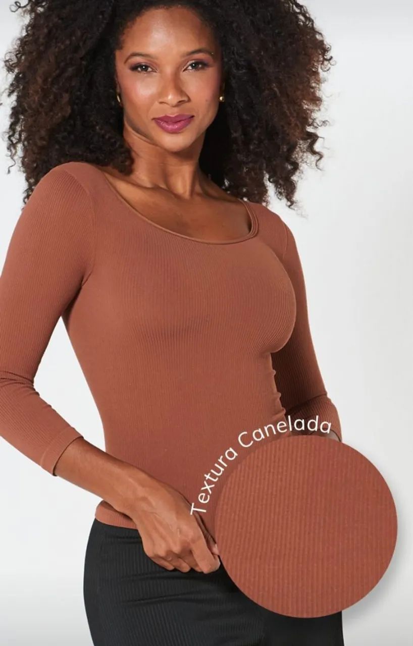 Blusa Canelada Manga 3/4 - Conforto e Estilo