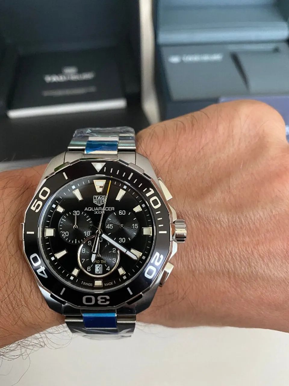 Relógio Tag Heuer Aquaracer Quartz, 43 Mm preto - Foto 6