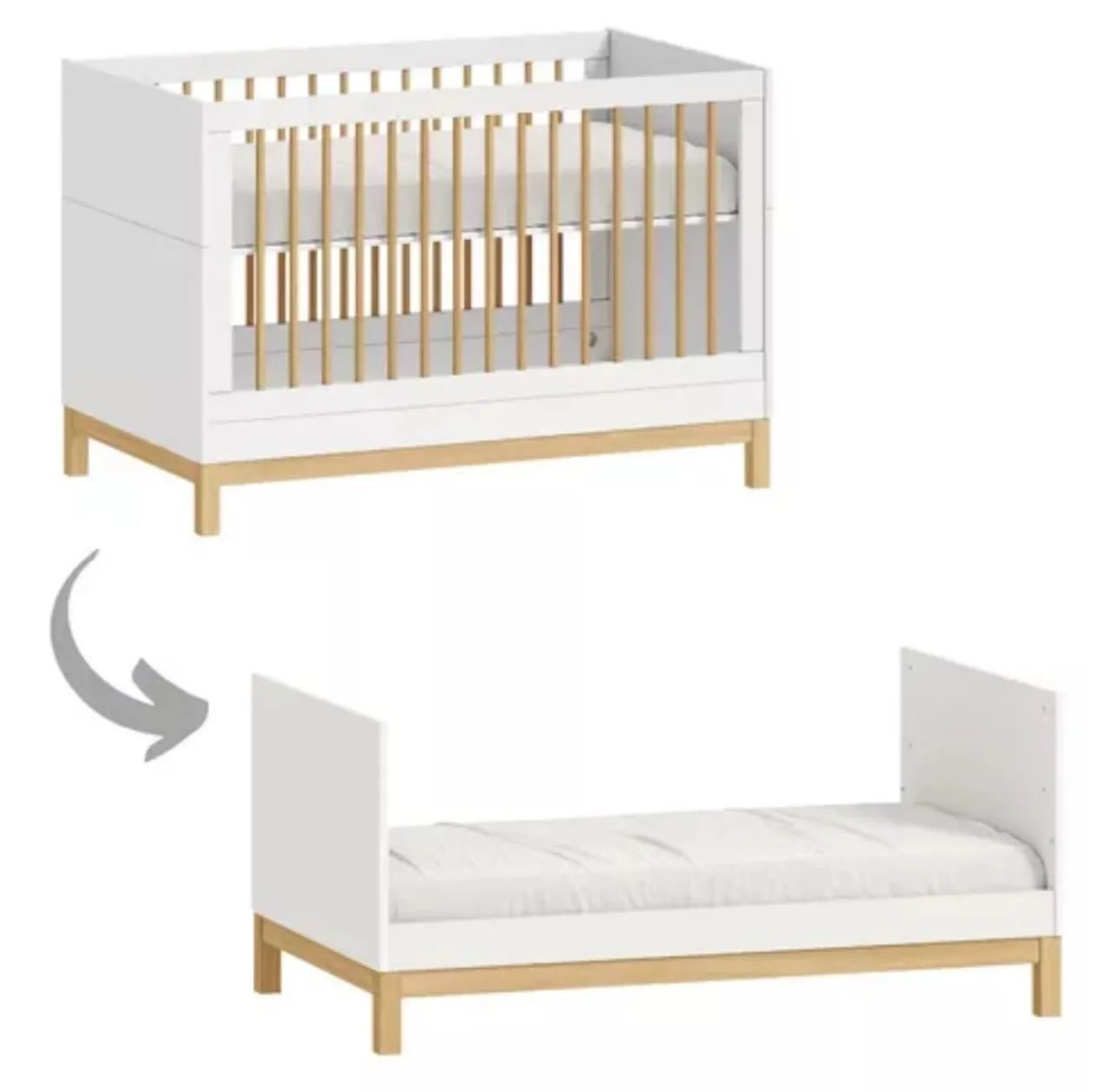 Conjunto berço 2 em 1 e cômoda 6 gavetas. Linha Cozy. - Foto 2