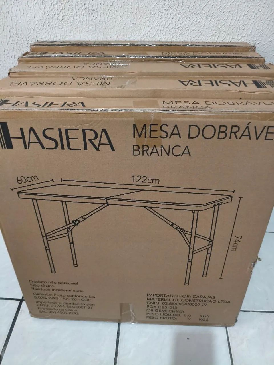 Mesa dobrável 122x60cm nova - Foto 2
