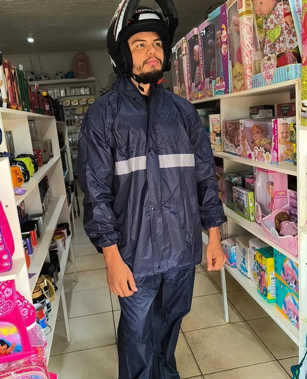 Conjunto de chuva para motociclista - Preto