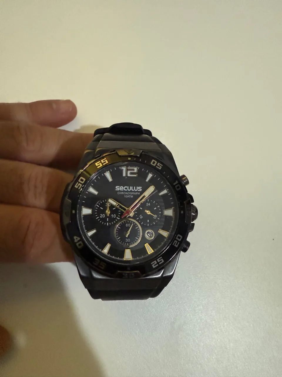 Relógio Masculino Seculus Cronograph Preto 100M - Foto 2