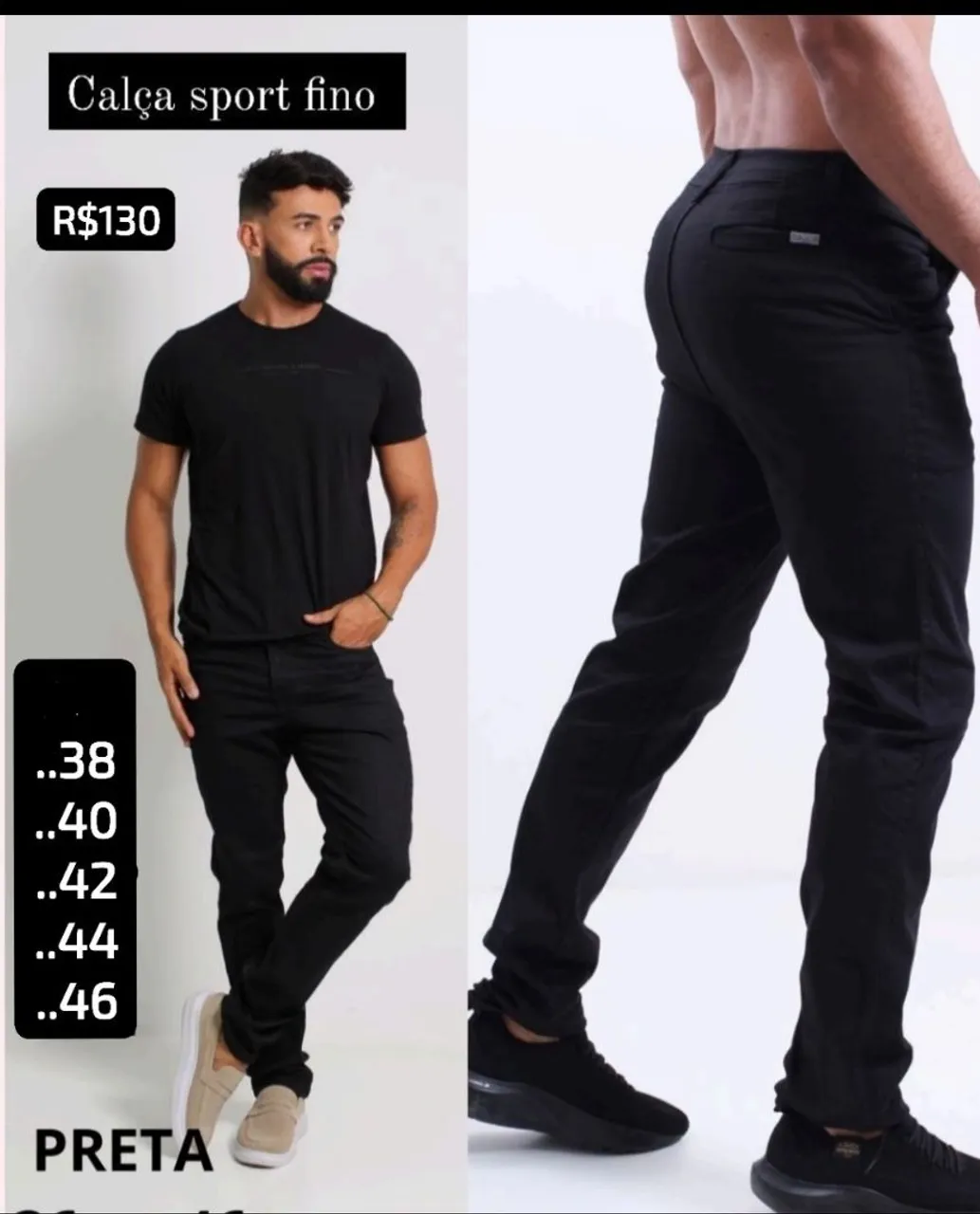 Calça Sport Fino Preta - Conforto e Estilo