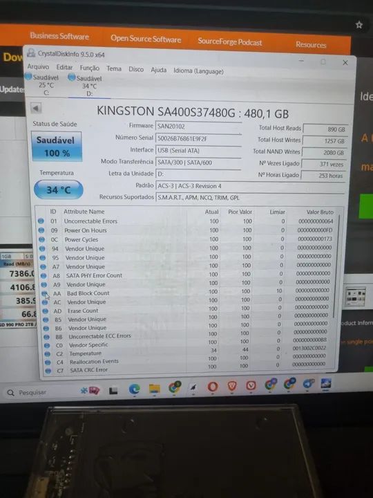 SSD 480gb Kingston + Case para Usar Como SSD / HD Externo - Foto 2