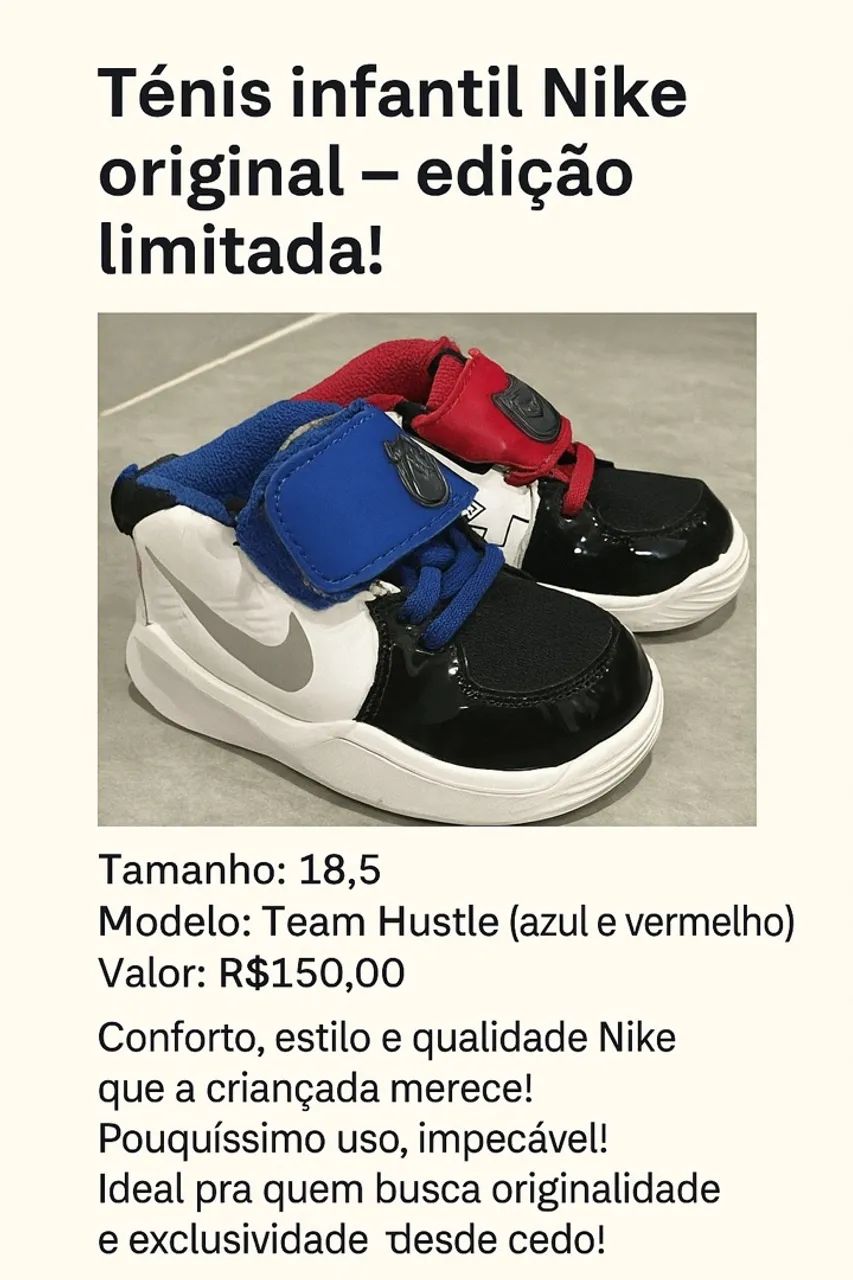 Tênis Infantil Nike Team Hustle Original - Edição Limitada