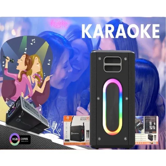 Caixa De Som Bluetooth e Karaokê Rgb Com 2 Microfones Sem Fio 120w  - Foto 5