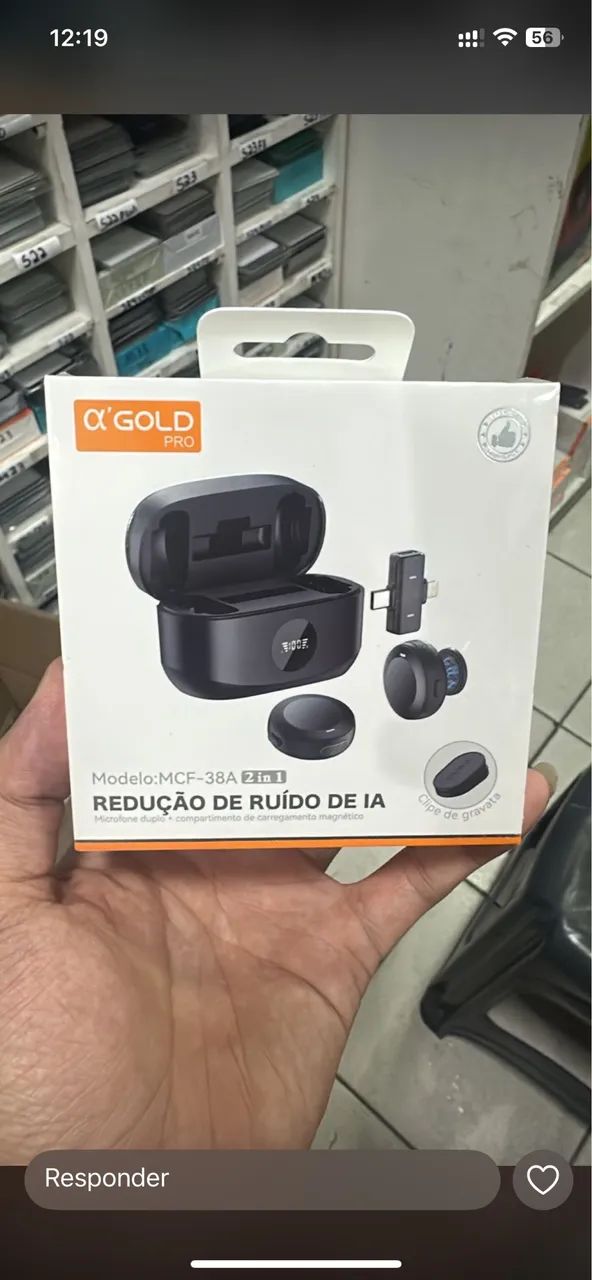 Microfone lapela Gold duplo