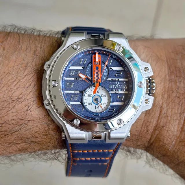 Relógio Invicta 47378 Racing Downforce Azul, prata e laranja
