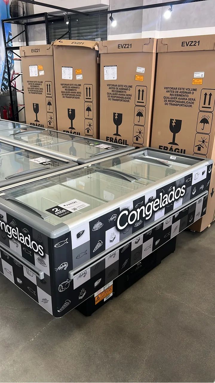 Ilha para congelados 2m com iluminação em led 568 litros 2 anos de garantia 