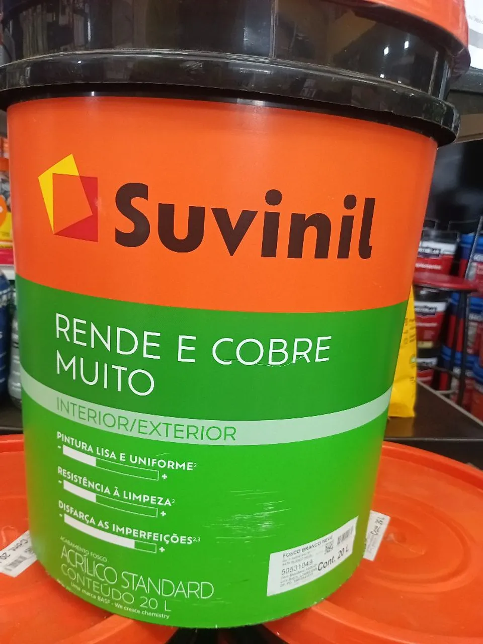 Tinta Suvinil Rende muito Branco fosco 20 Litros Standard
