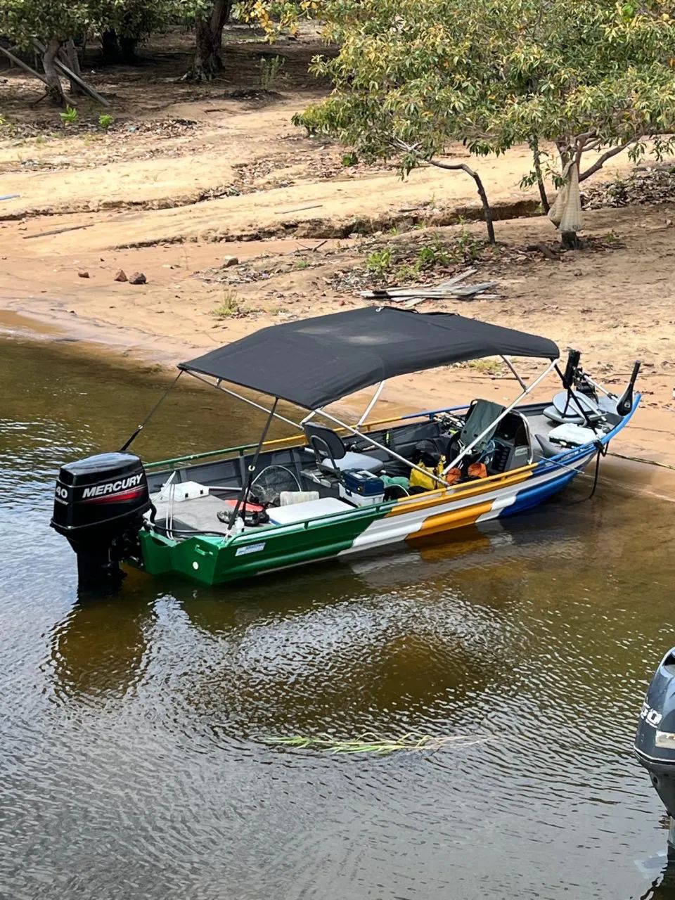 Lancha alumínio Mercury 40HP 2T Motor de Popa - Foto 3