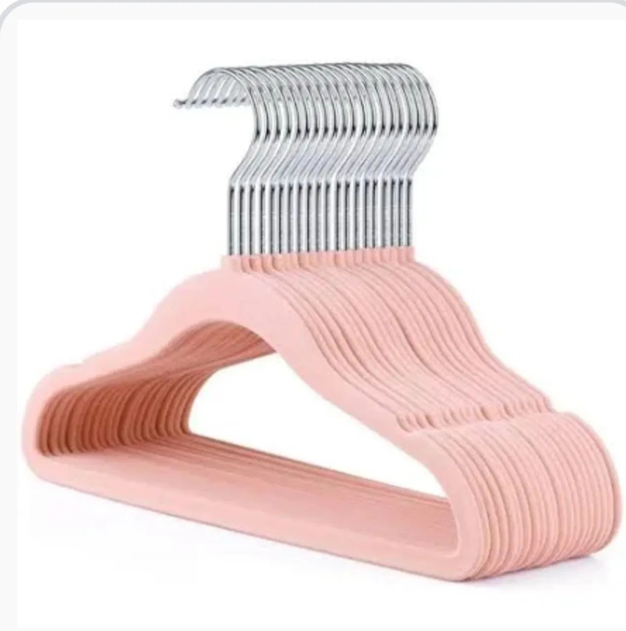 Cabides de Veludo Rosa para Roupas de Bebê - 10 Unidades