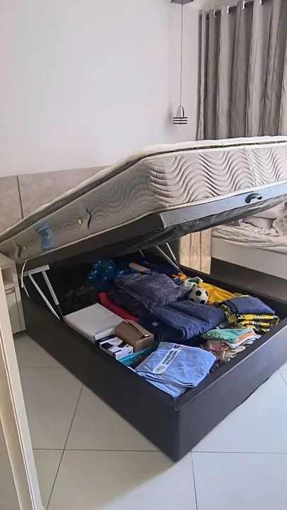 Cama Box Baú Viúva+ Colchão Molas Ensacadas - Pouco Uso, Excelente Estado - Foto 2