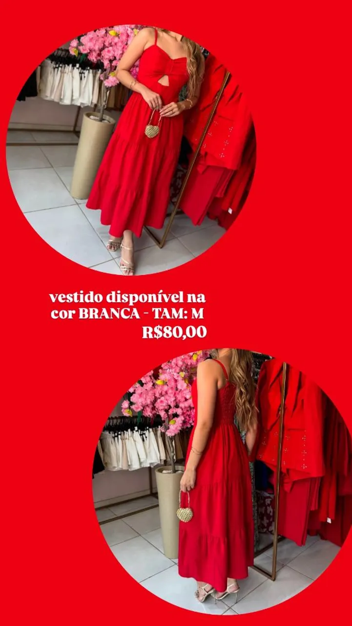 Vestido vermelho disponível no tamanho M