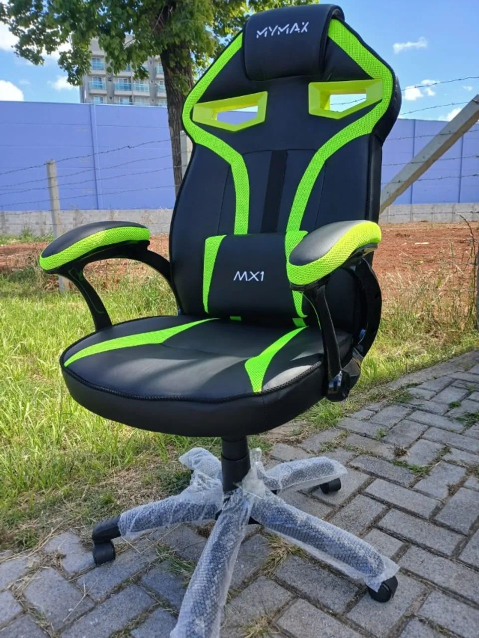 Cadeira gamer mx1 verde nova muito bonita e confortavél - Foto 3