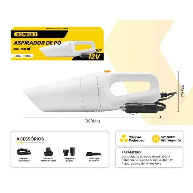 Aspirador De Pó Portátil De Mão 5 Em 1 Automotivo 12V Para Carro 120W Potente - Foto 5