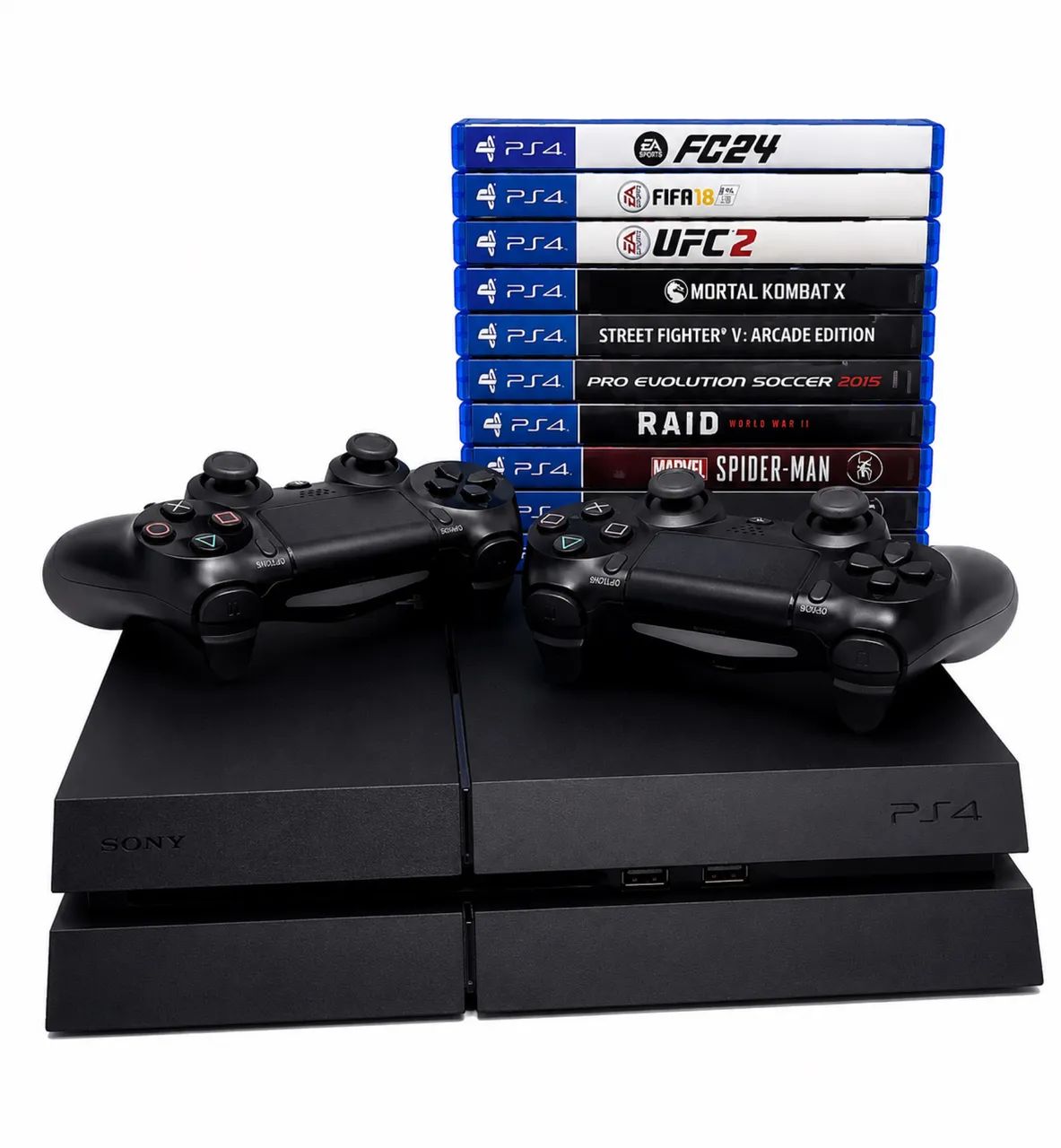 PS4 + 2 CONTROLES + 9 JOGOS + CABOS