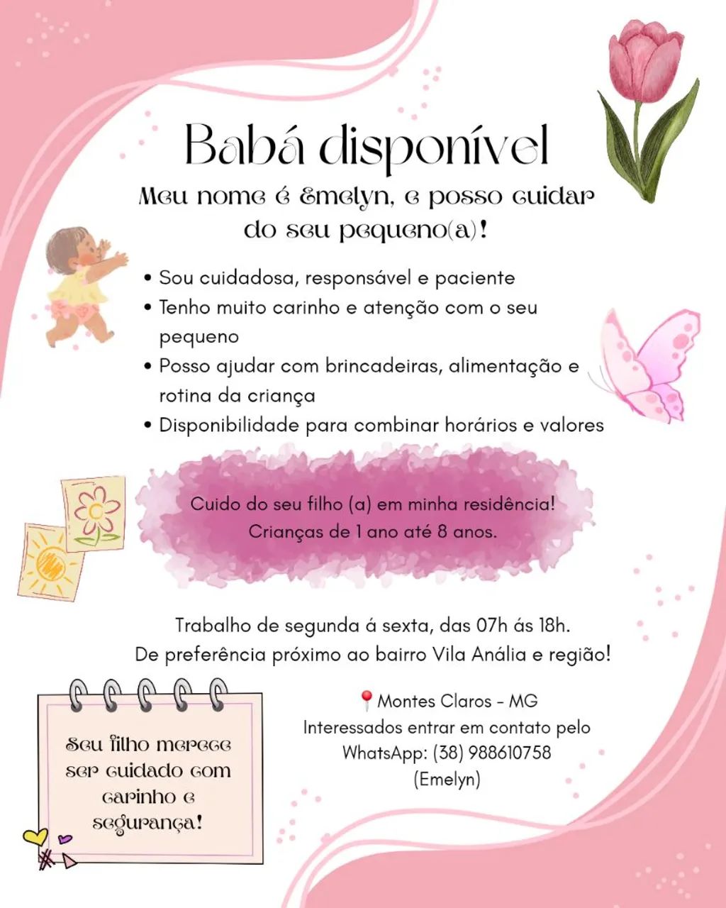 ofereço serviços de babá.