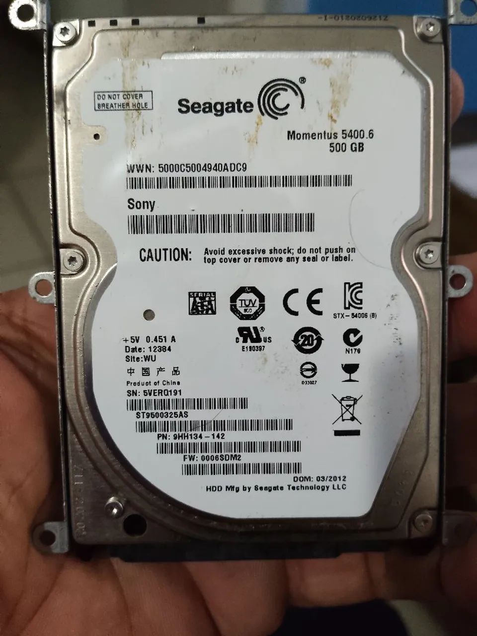 HD Seagate para notebook 500 GB 