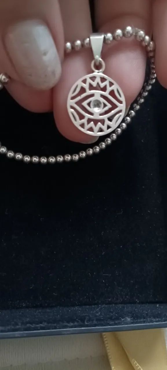 Pulseira Prata 925 com pingente de olho grego  - Foto 2