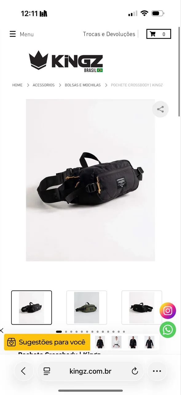 Pochete Cross Body Kingz Preta - Nova