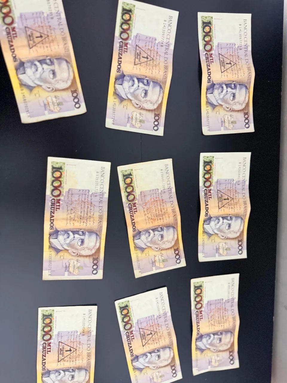 Lote 9 Notas Antigas 1000 Cruzados Machado de Assis 