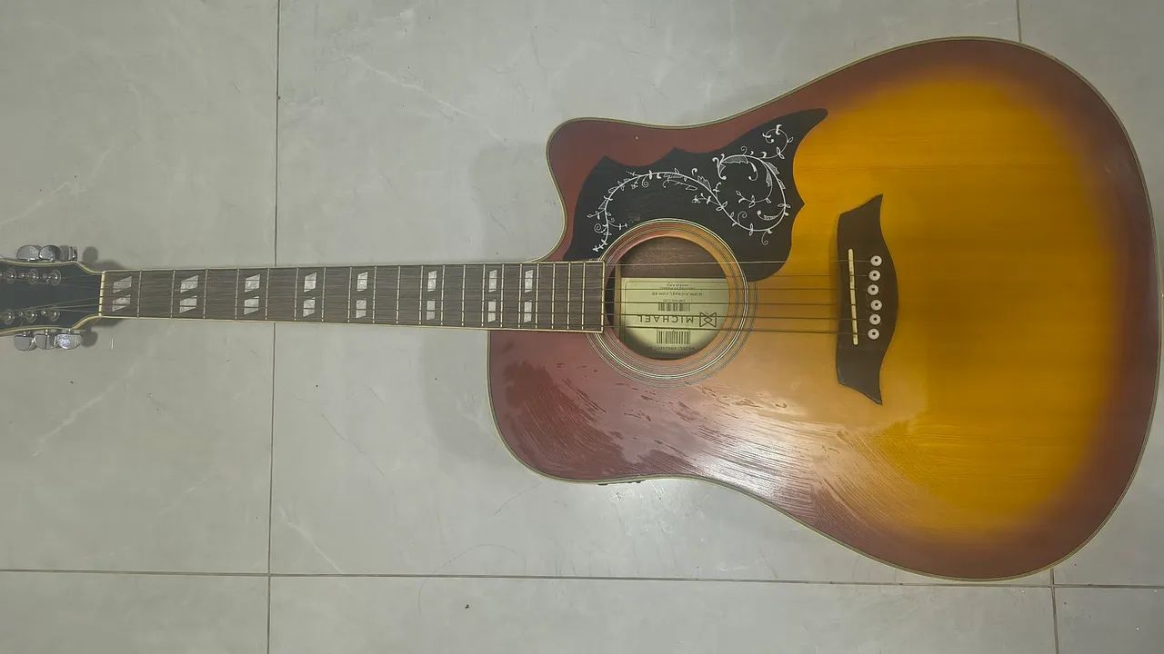 Violão Michael Galaxy folky com cutuway elétrico 