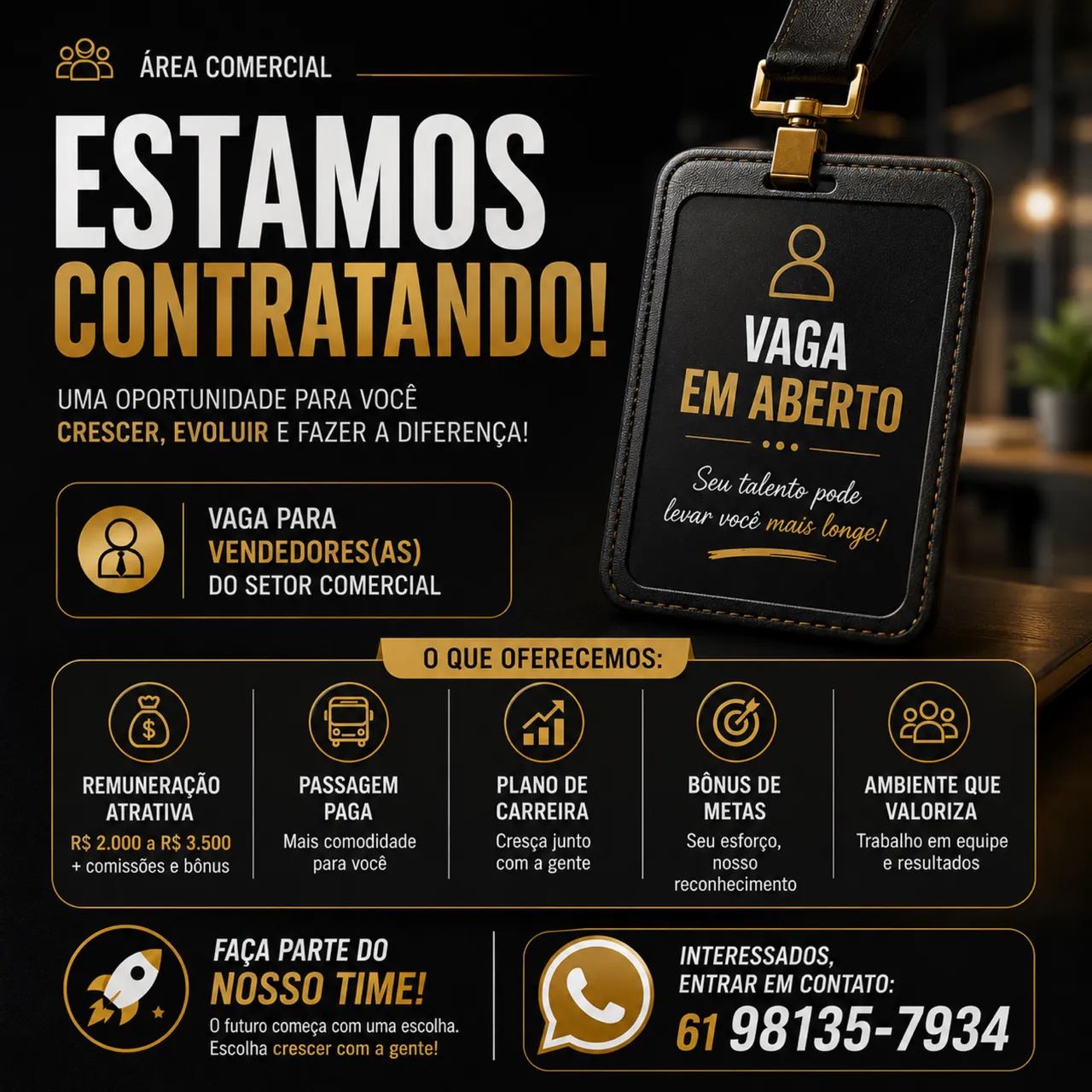 AGENTE COMERCIAL - Contratação imediata!