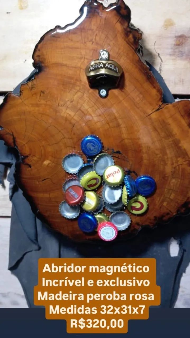 Abridor magnético madeira rústica 