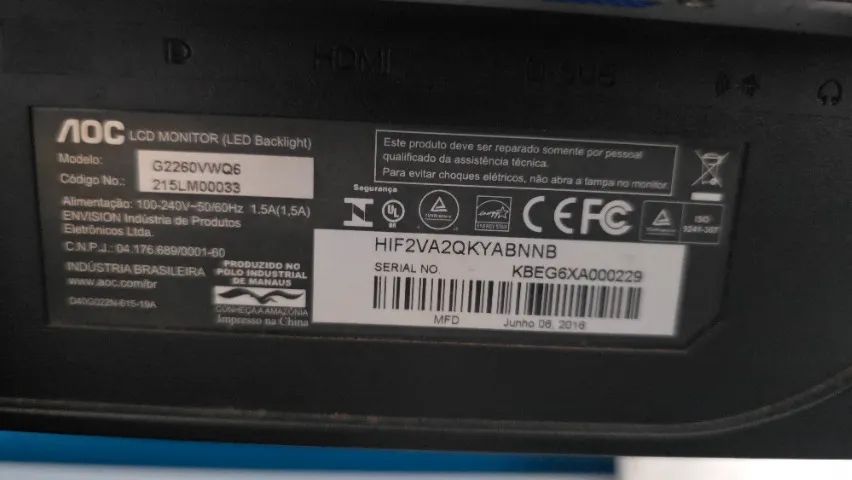 Monitor 1080p AOC G2260VWQ6 Freeseync - Usado - Foto 3