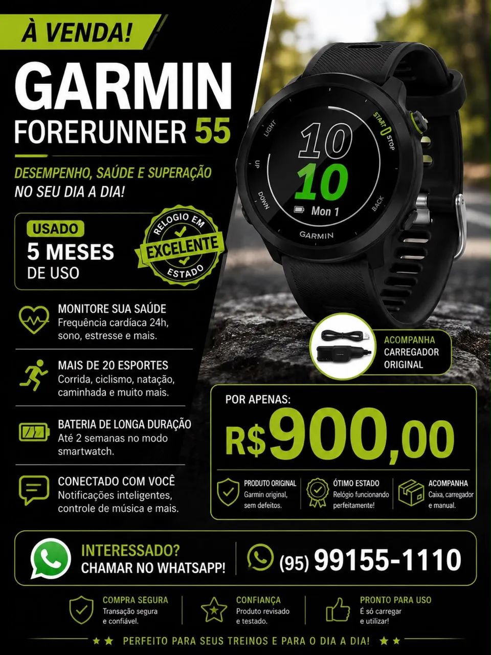 Vendo Relógio Garmin 55