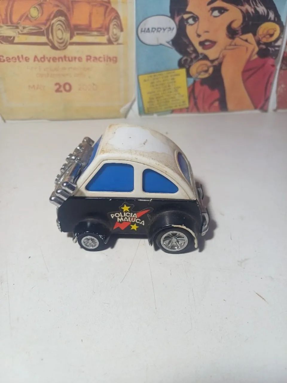 Carrinho policia maluca da Glasslite 