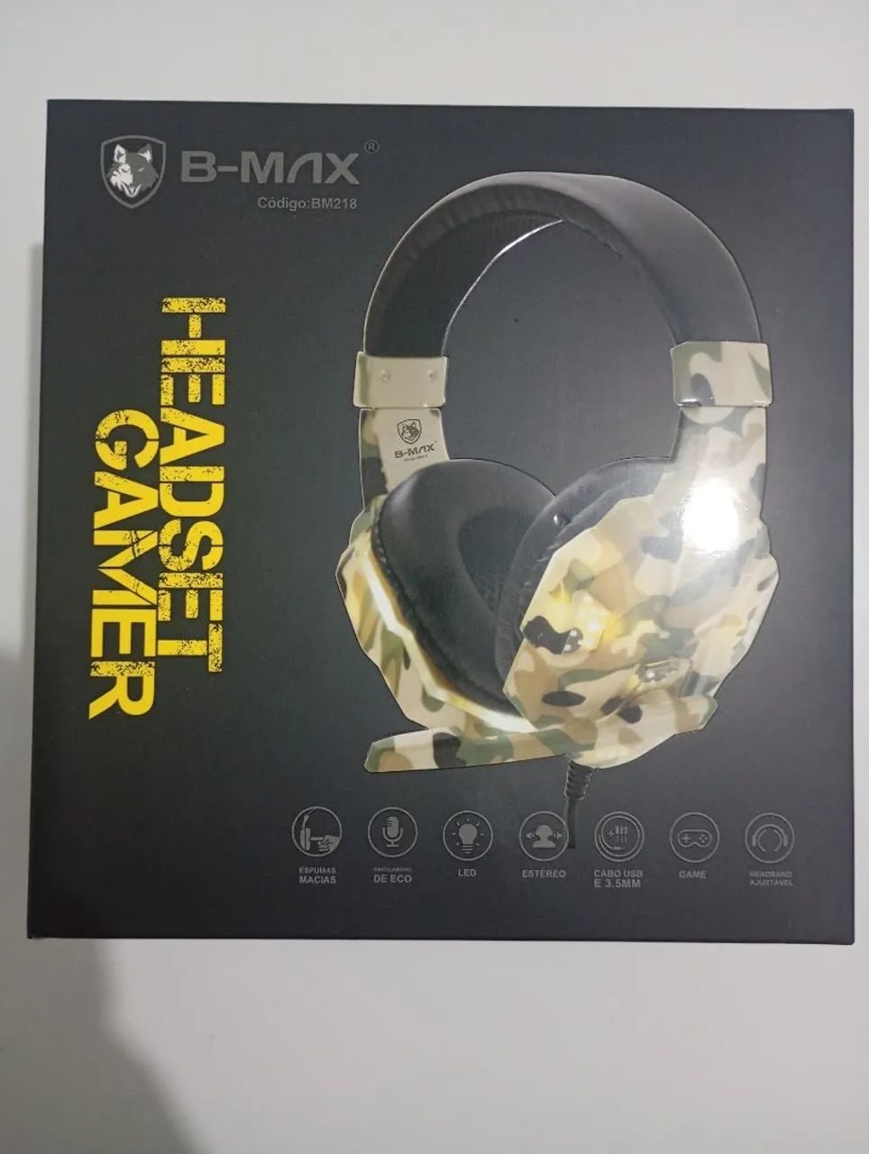Fone De Ouvido Headset Gamer Led P/ Celular Pc Ps4 Camuflado - Foto 6