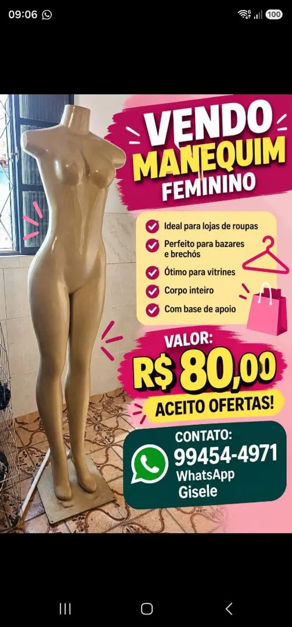 VENDO MANEQUIM FEMININO - R$ 80,00!