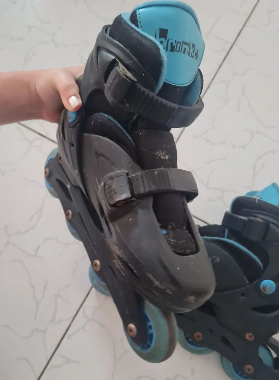 Patins Infantil Ajustável 34-35 Azul - Foto 3