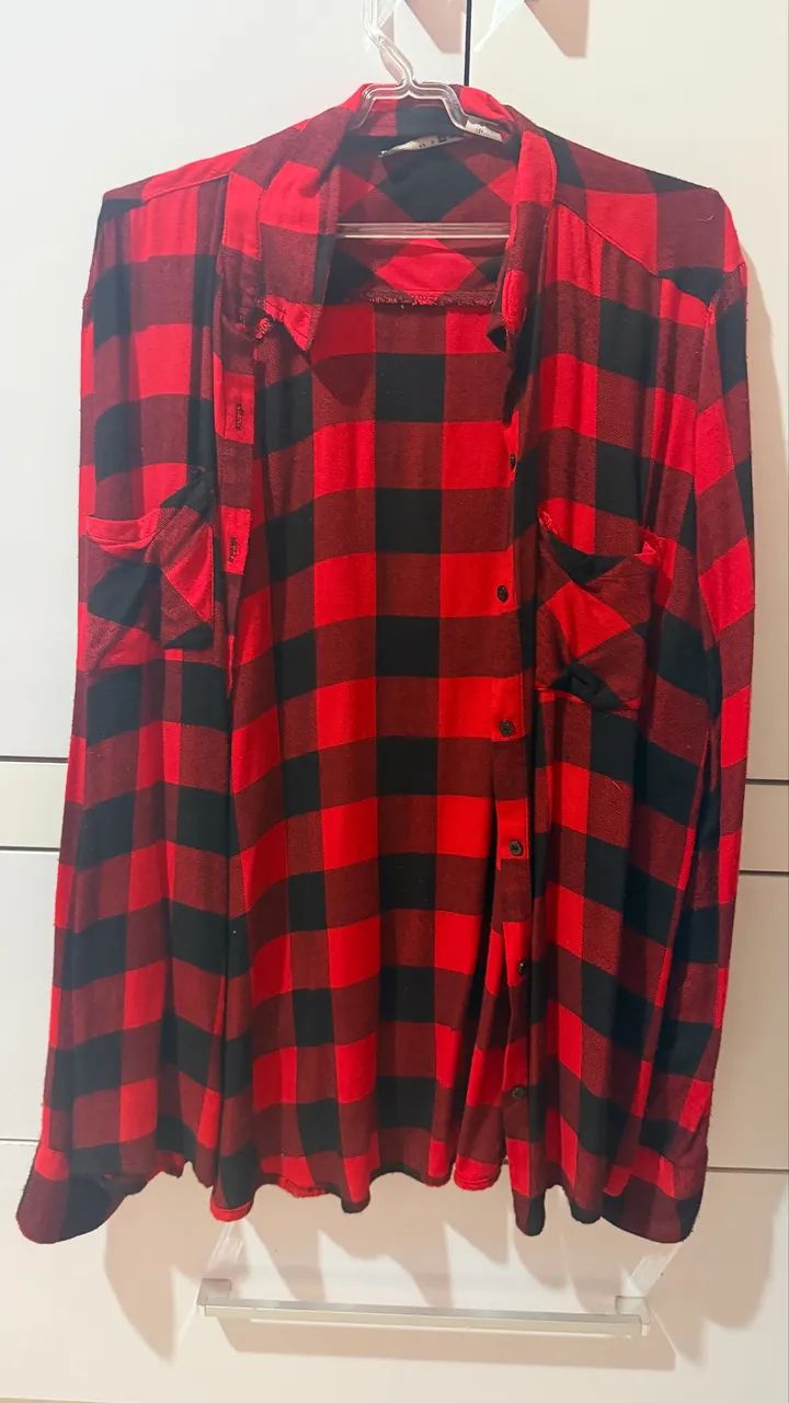 Camisa Xadrez Vermelha Tamanho M Cea
