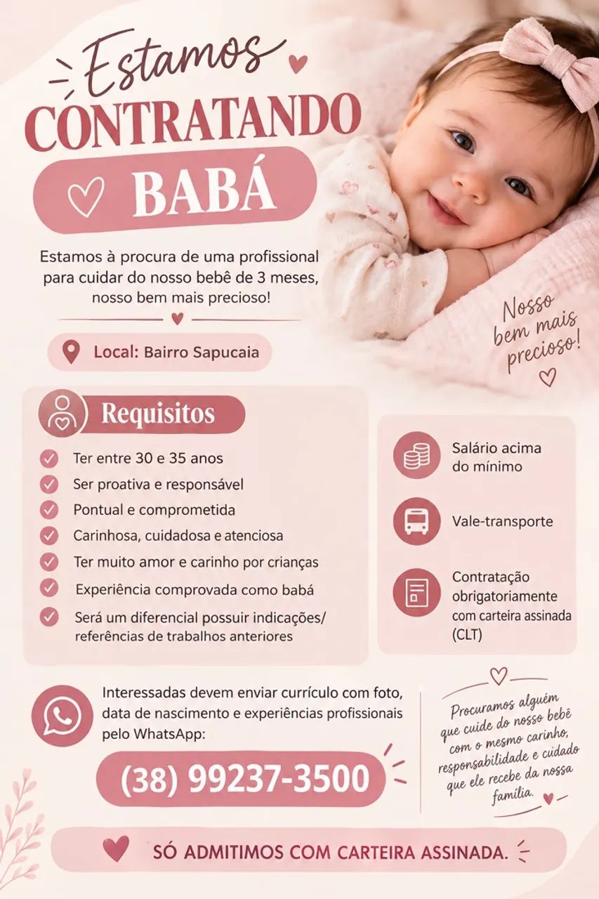 Estamos contratando babá!
