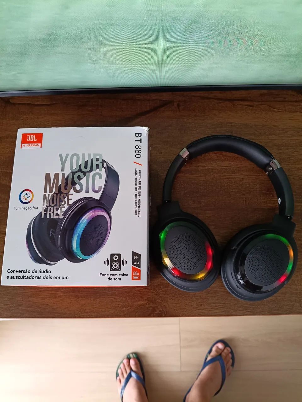 Fone bluetooth com caixa de som Led Luzes  - Foto 3