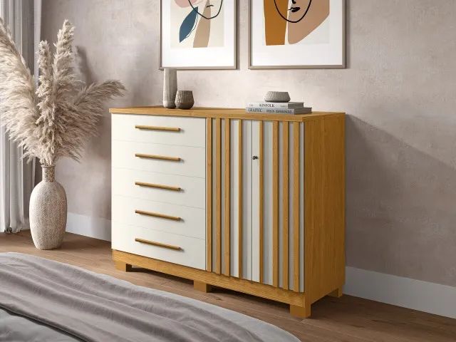 Comoda ACP Bella 05 Gavetas com Sapateira, 100% MDF (Nova) - Foto 3