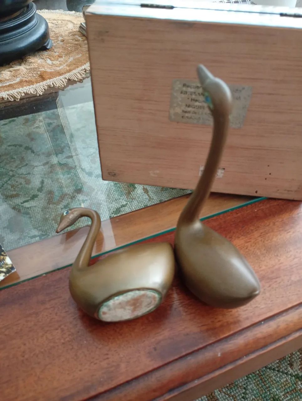 Cisnes de bronze, casal, vintage  - Foto 3