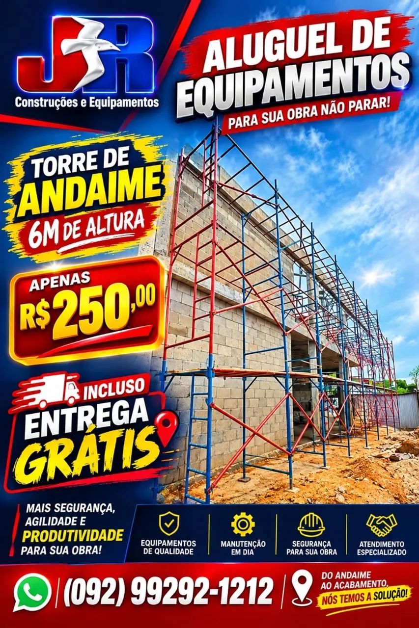 Andaime Torre de 6M R$ 250,00 