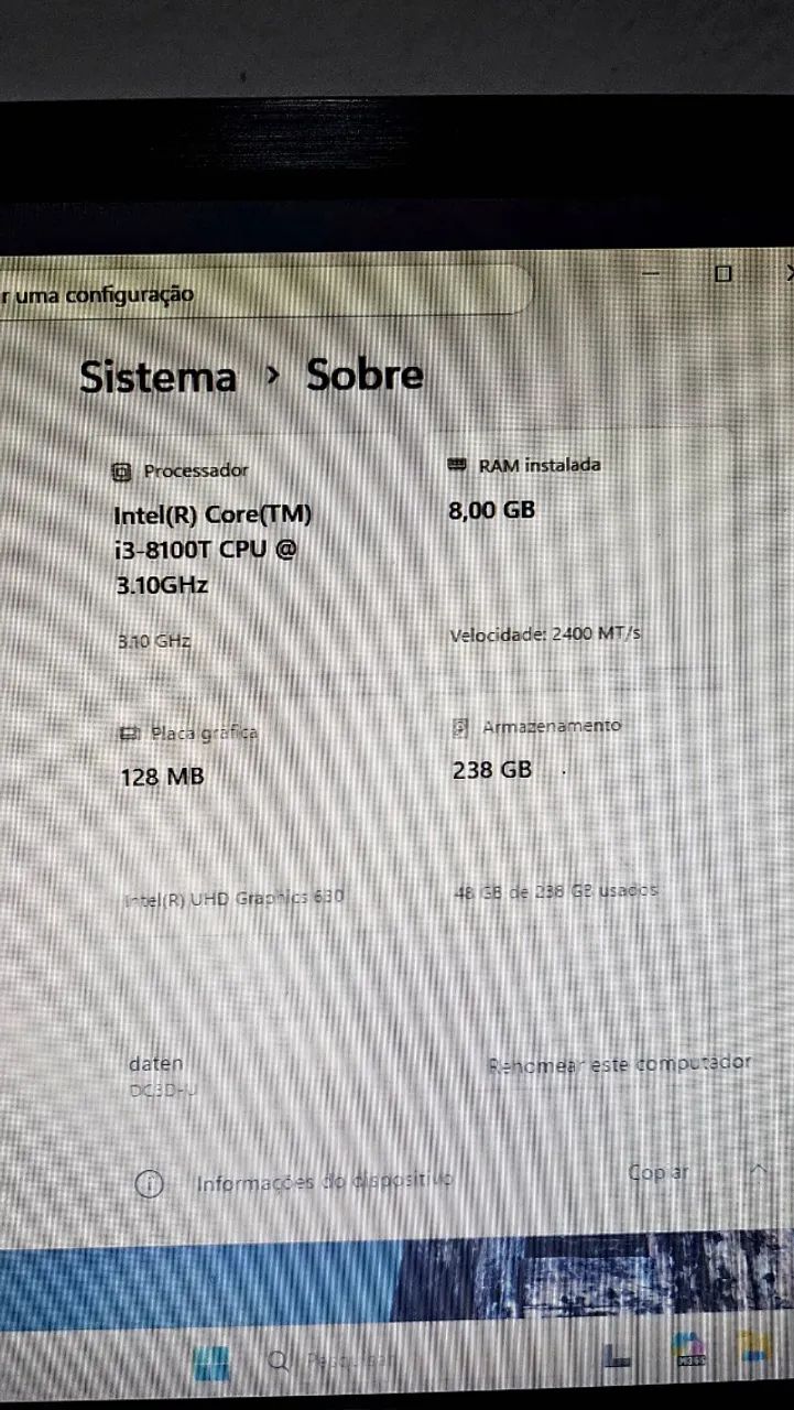 Mini PC Daten completo / win11 / i3 8ª geração / 8GB RAM / 256 SSD - Foto 3