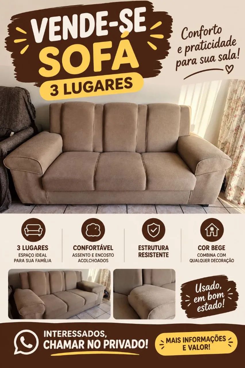 Vendo sofá 3 lugares