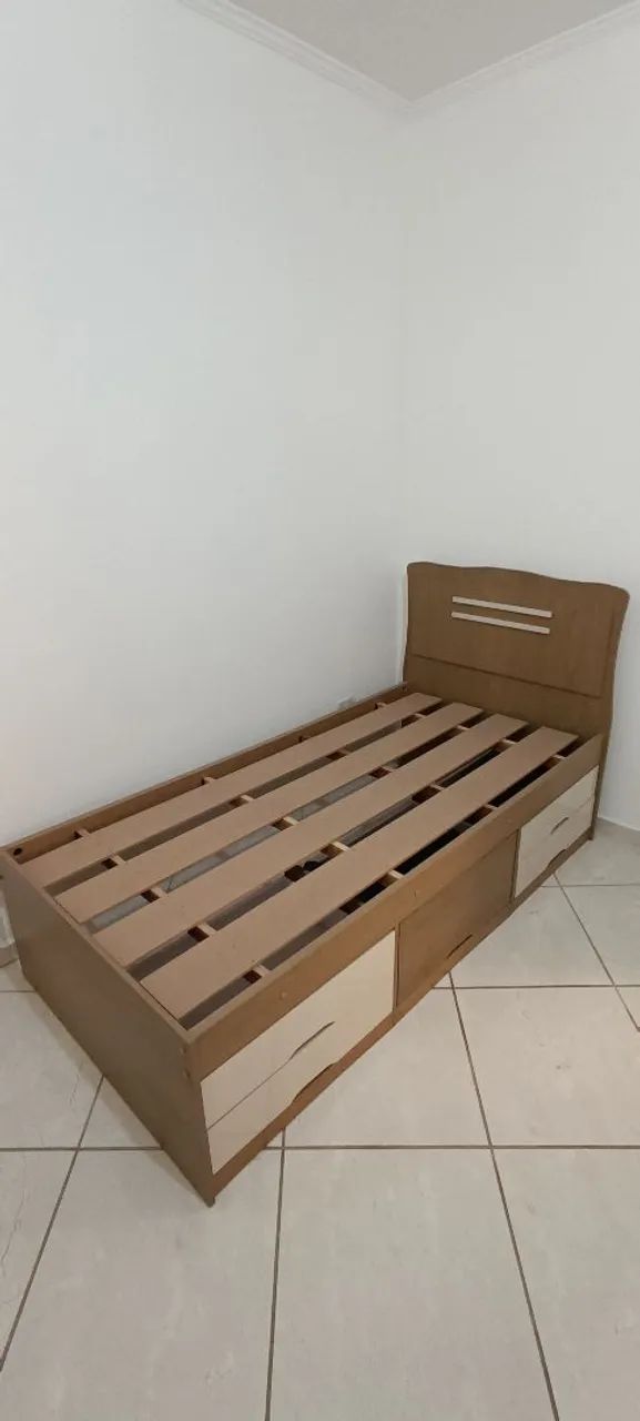 Cama Solteiro em MDF com 5 Gavetas. Ç