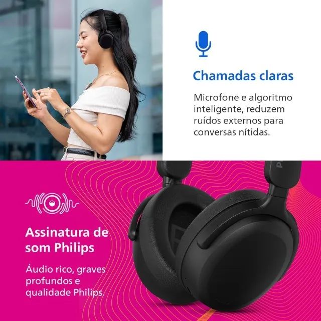 Headphone Bluetooth Philips TAH2300BK/00 Over-Ear - Até 55 Horas de Bateria - Foto 5