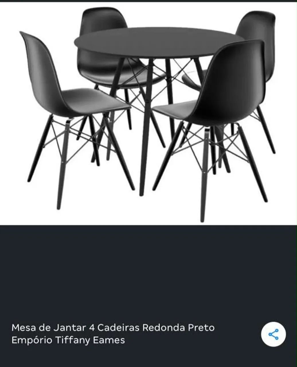 Quatro cadeiras com mesa de madeira preta - Foto 3